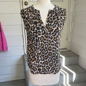 J. Crew 100% Silk Animal Print Sleeveless Blouse